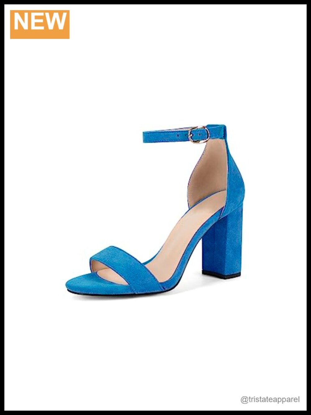Fericzot Women's Open Toe Ankle Strap Chunky High Heel Pumps Strappy Buckle